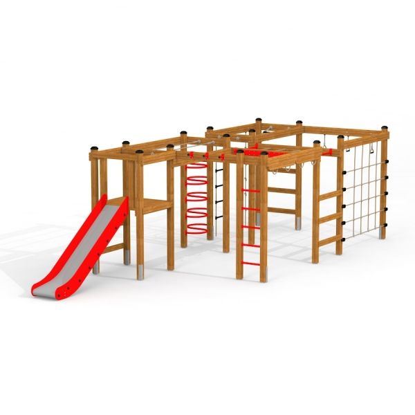 Wooden play store centre with slide